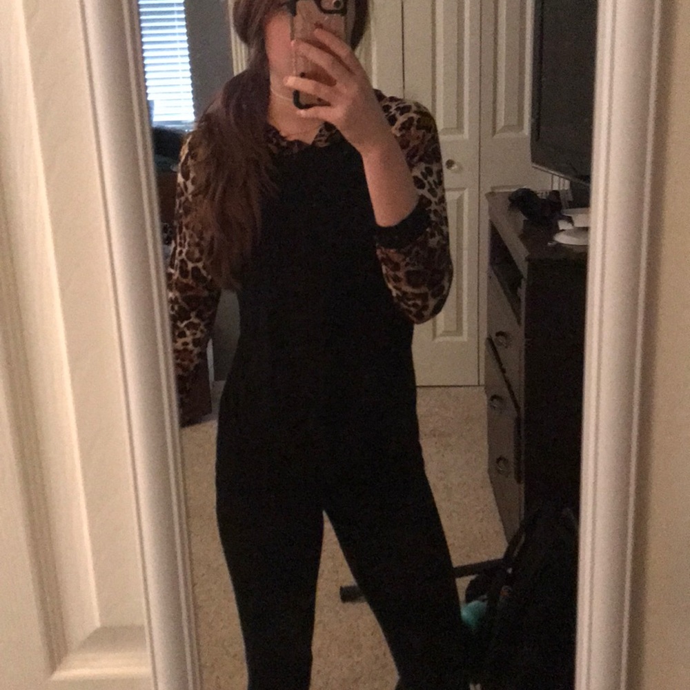 leopard hooded 3/4 length sleeve small blouse